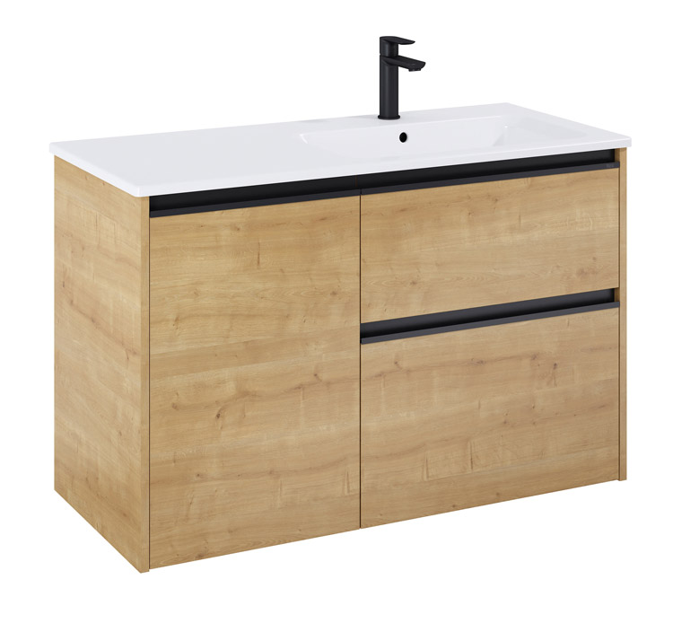 Roca Gap Pro Zestaw łazienkowy Unik szafka z koszem cargo + umywalka slim prawa 100 cm jasny dąb (A852063464)